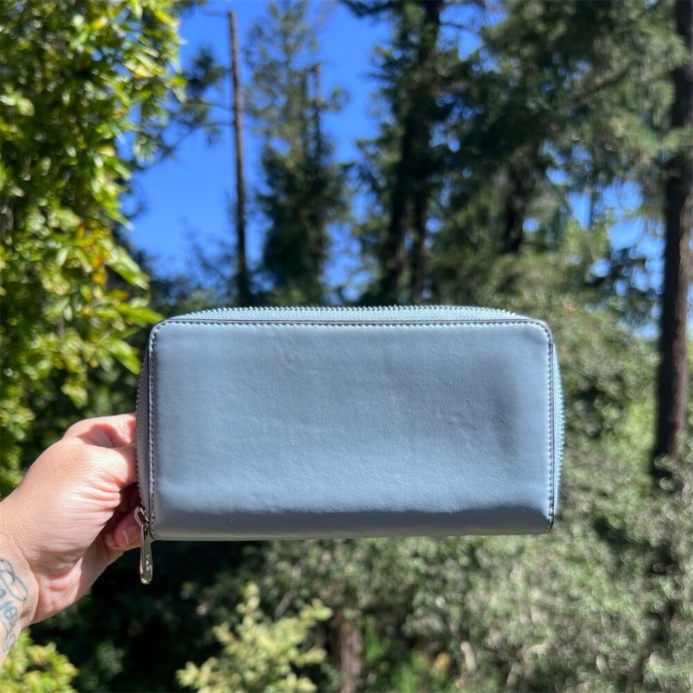 COACH Long Zip-Around Wallet Blue Smooth Leather w Silver Hardware AUTHENTIC - Picture 2 of 13